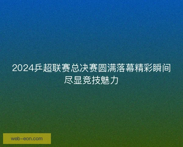 2024乒超联赛总决赛圆满落幕精彩瞬间尽显竞技魅力